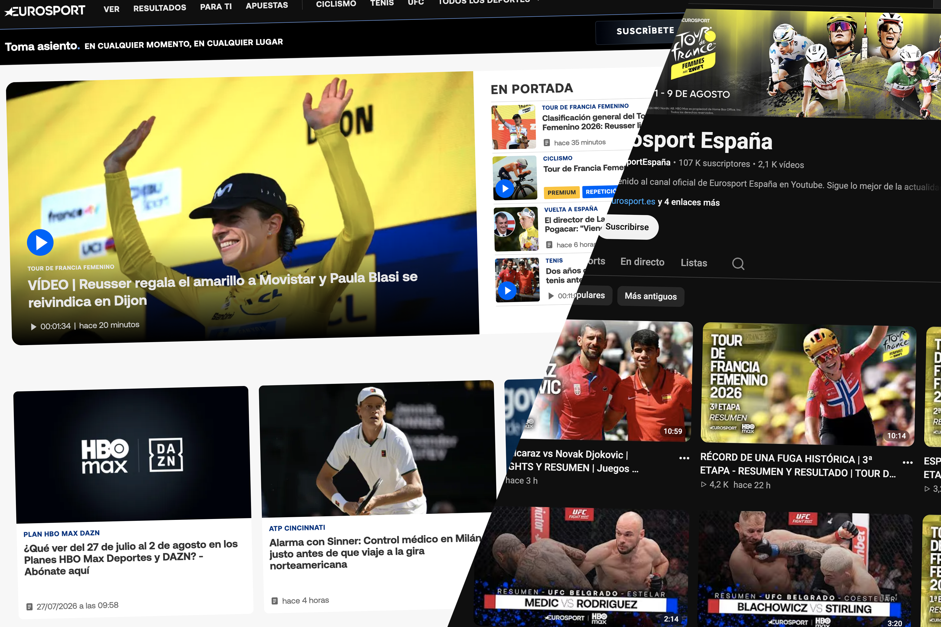 Eurosport Spain website and YouTube channel